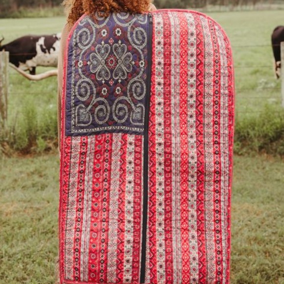 Red White and Blue Americana  tote and garment bag NWT "Junk Gypsy" Made in USA - Picture 7 of 13